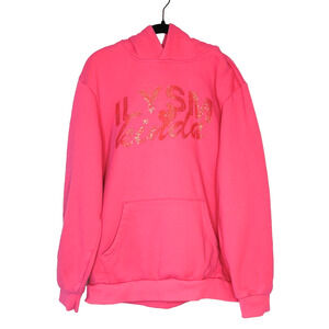 ILYSM Kinda Womens Embellished Sparkly Hoodie Size XL Pink Oversize Bling Glam
